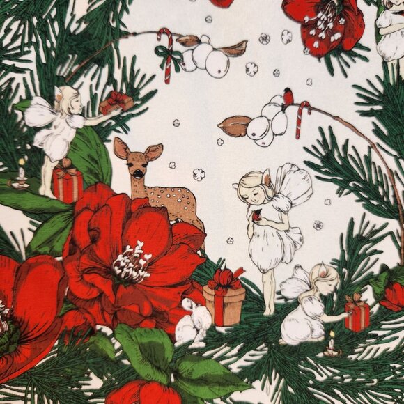 Nuppu Print Joulusatu Organic Jersey Fabric 2 Yards, Christmas Knit Cotton with - Picture 11 of 12